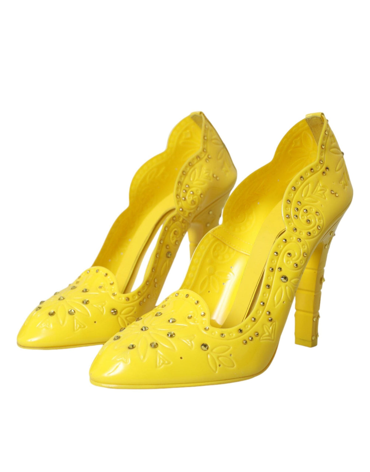 Escarpins à talons en cristal jaune Dolce &amp; Gabbana CINDERELLA