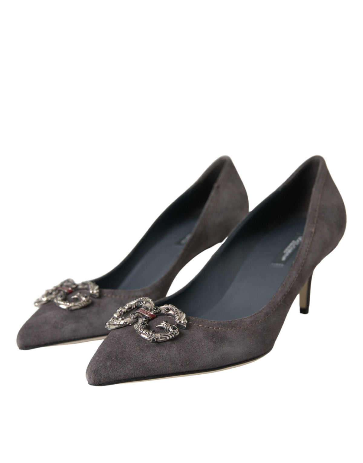 Escarpins à talons Bellucci en daim gris Amore de Dolce &amp; Gabbana