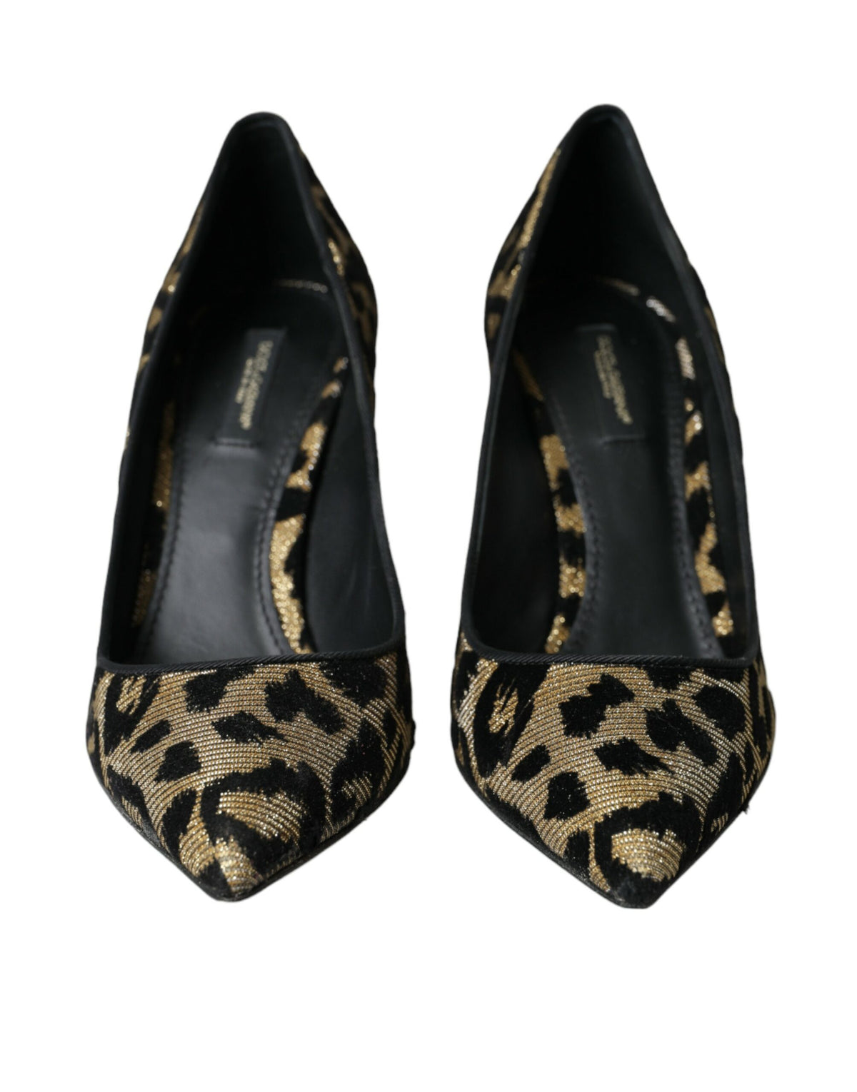 Escarpins à talons en lurex léopard noir et doré Dolce &amp; Gabbana