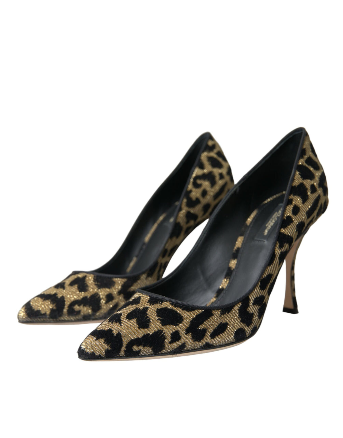 Escarpins à talons en lurex léopard noir et doré Dolce &amp; Gabbana