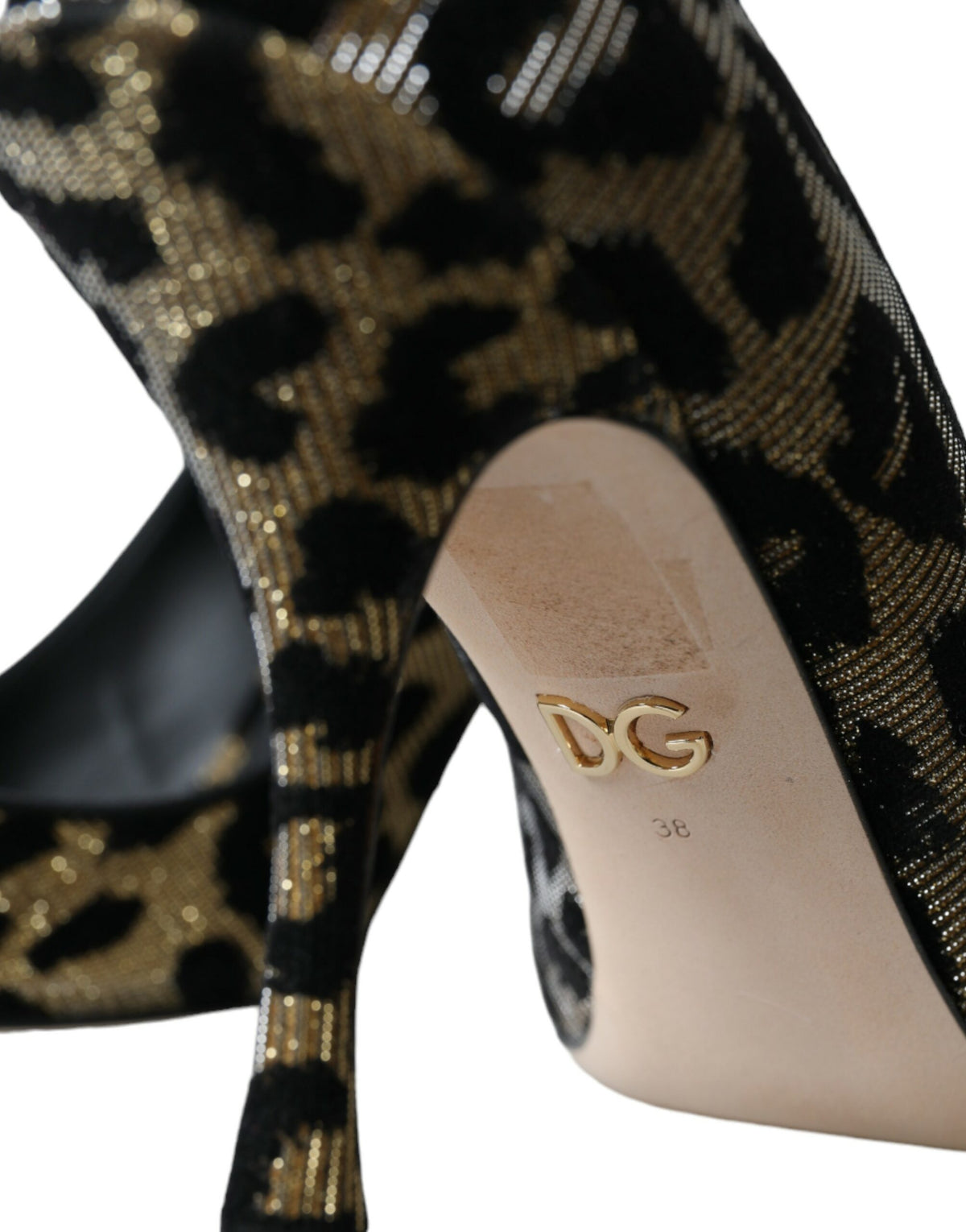 Escarpins à talons en lurex léopard noir et doré Dolce &amp; Gabbana