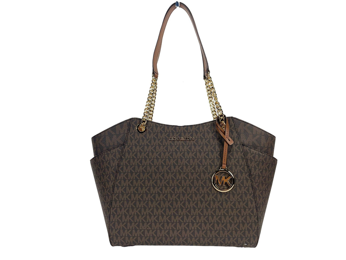 Bolso tote de hombro con cadena grande Jet Set de Michael Kors, marrón