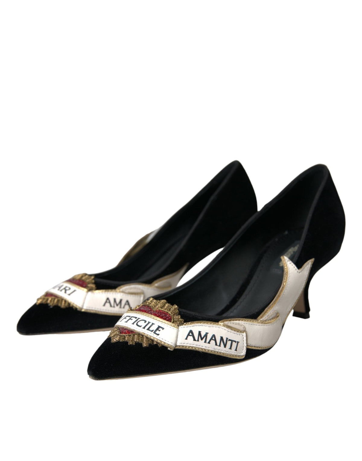 Zapatos de salón con tacón Amari de piel de ante negra de Dolce &amp; Gabbana