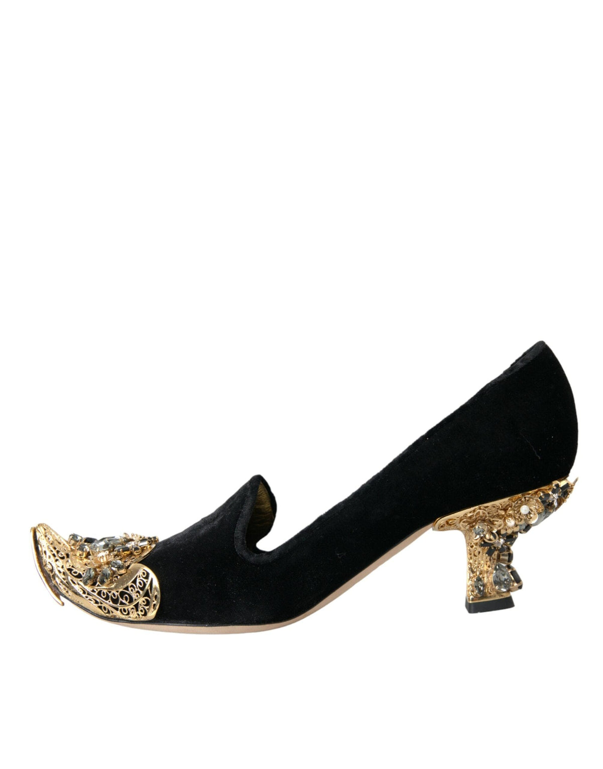 Escarpins à talons en velours noir Dolce &amp; Gabbana