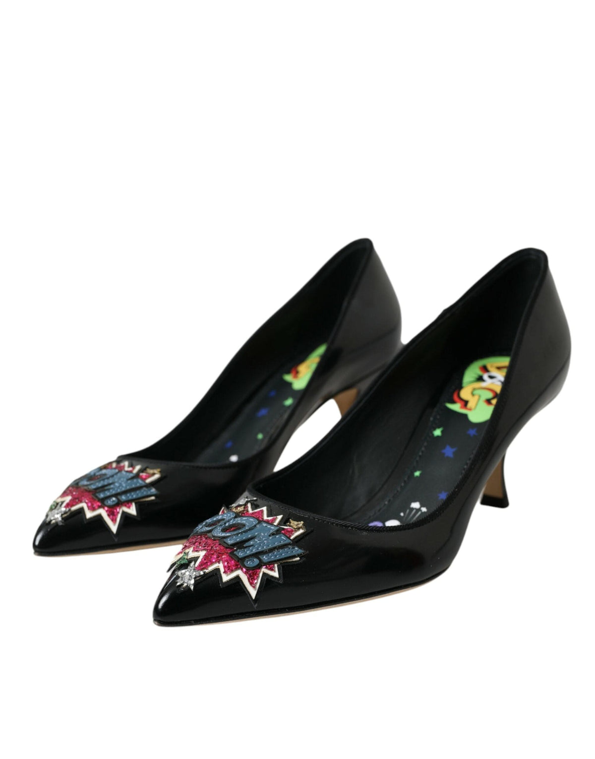 Escarpins à talons en cuir noir Dolce &amp; Gabbana BOOM Patch