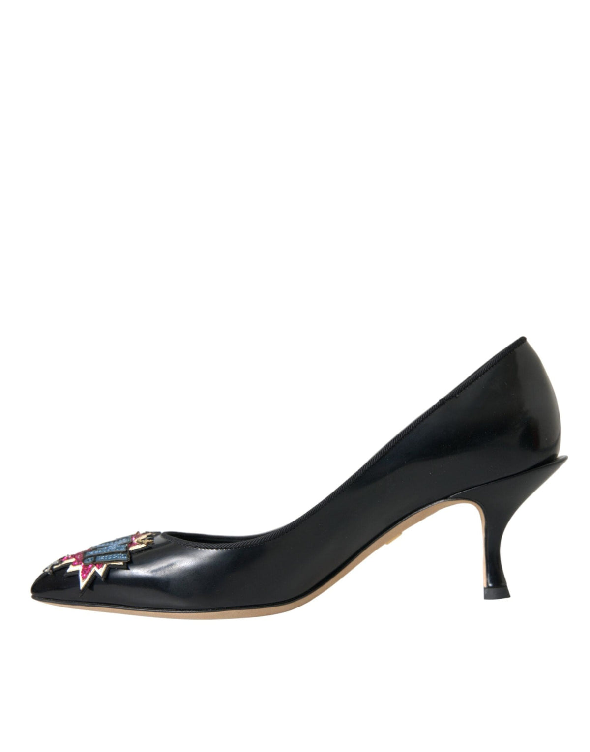 Escarpins à talons en cuir noir Dolce &amp; Gabbana BOOM Patch