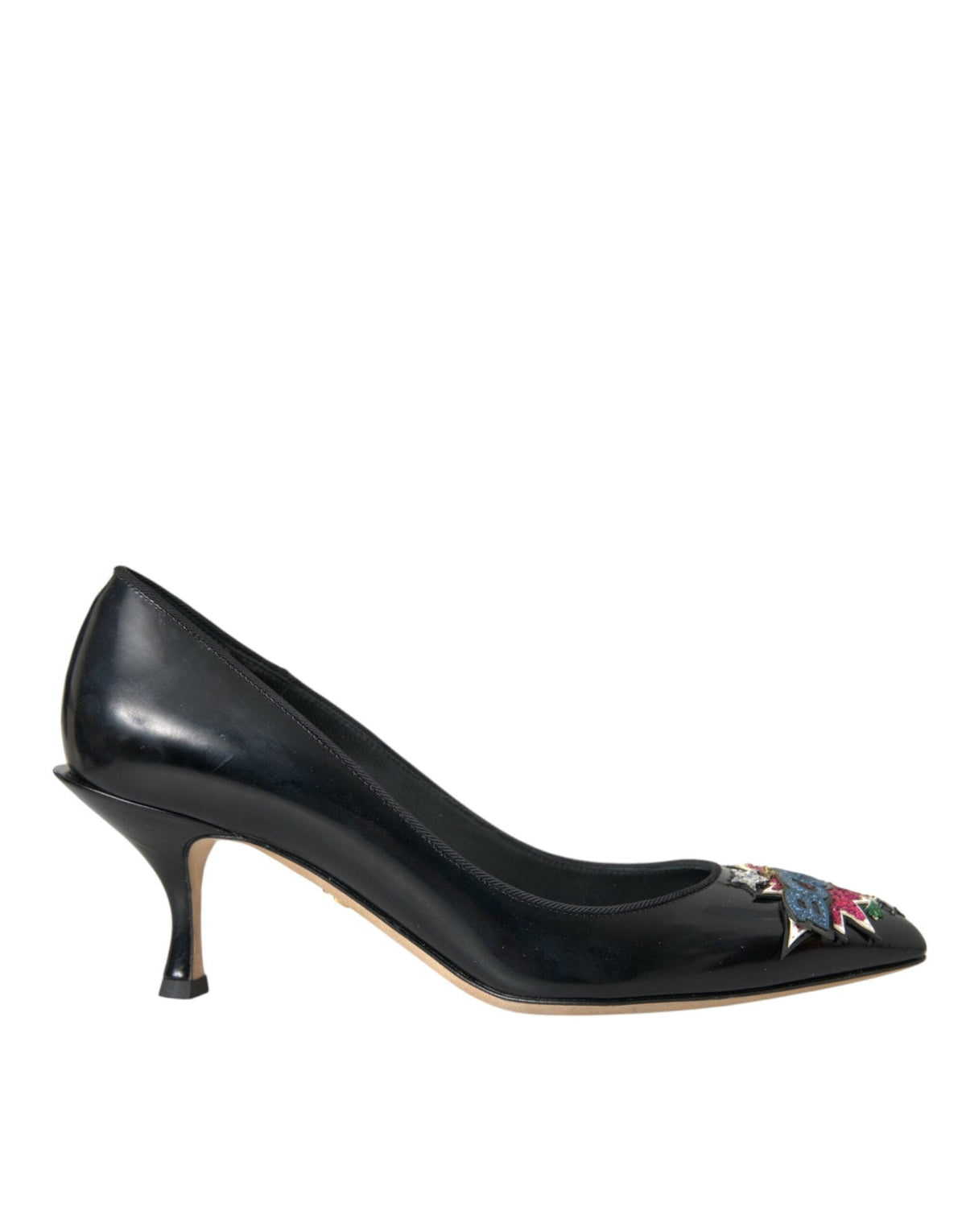 Escarpins à talons en cuir noir Dolce &amp; Gabbana BOOM Patch