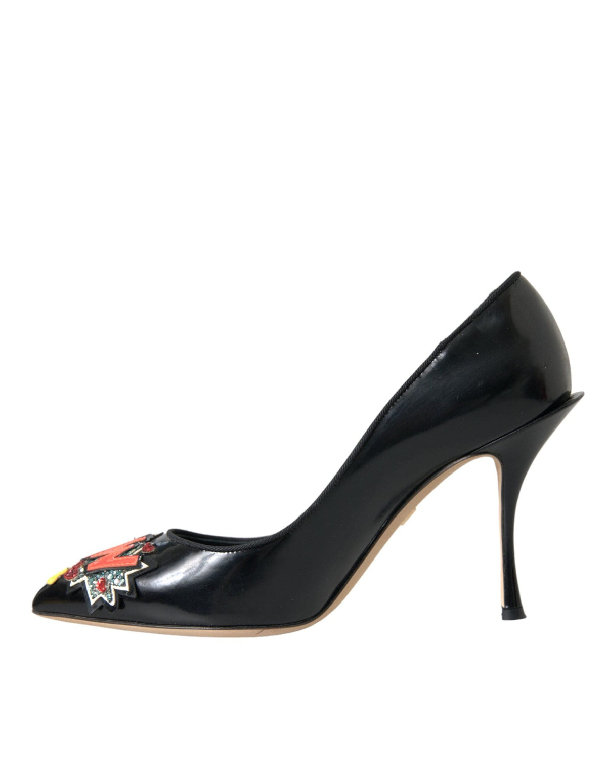 Escarpins à talons en cuir noir Dolce &amp; Gabbana avec patch WOW