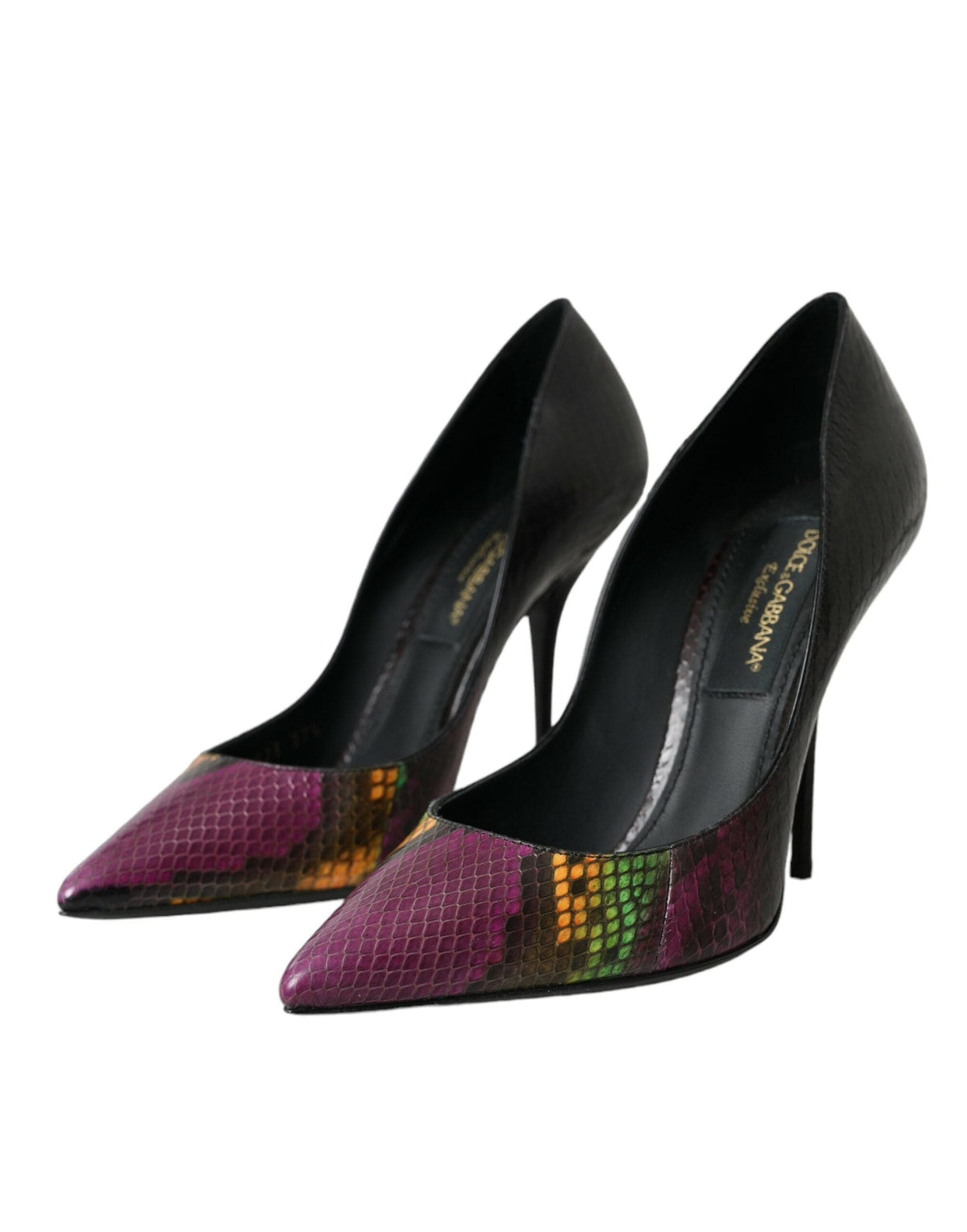 Escarpins à talons en cuir exotique multicolore Dolce &amp; Gabbana