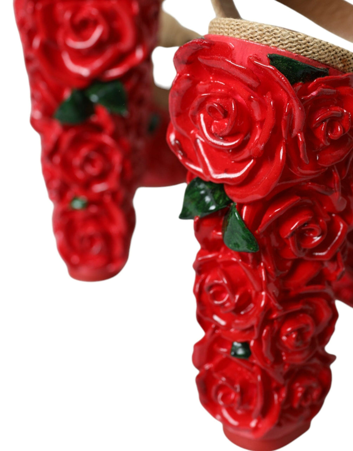 Sandales à plateforme en cristal Dolce &amp; Gabbana Red Roses