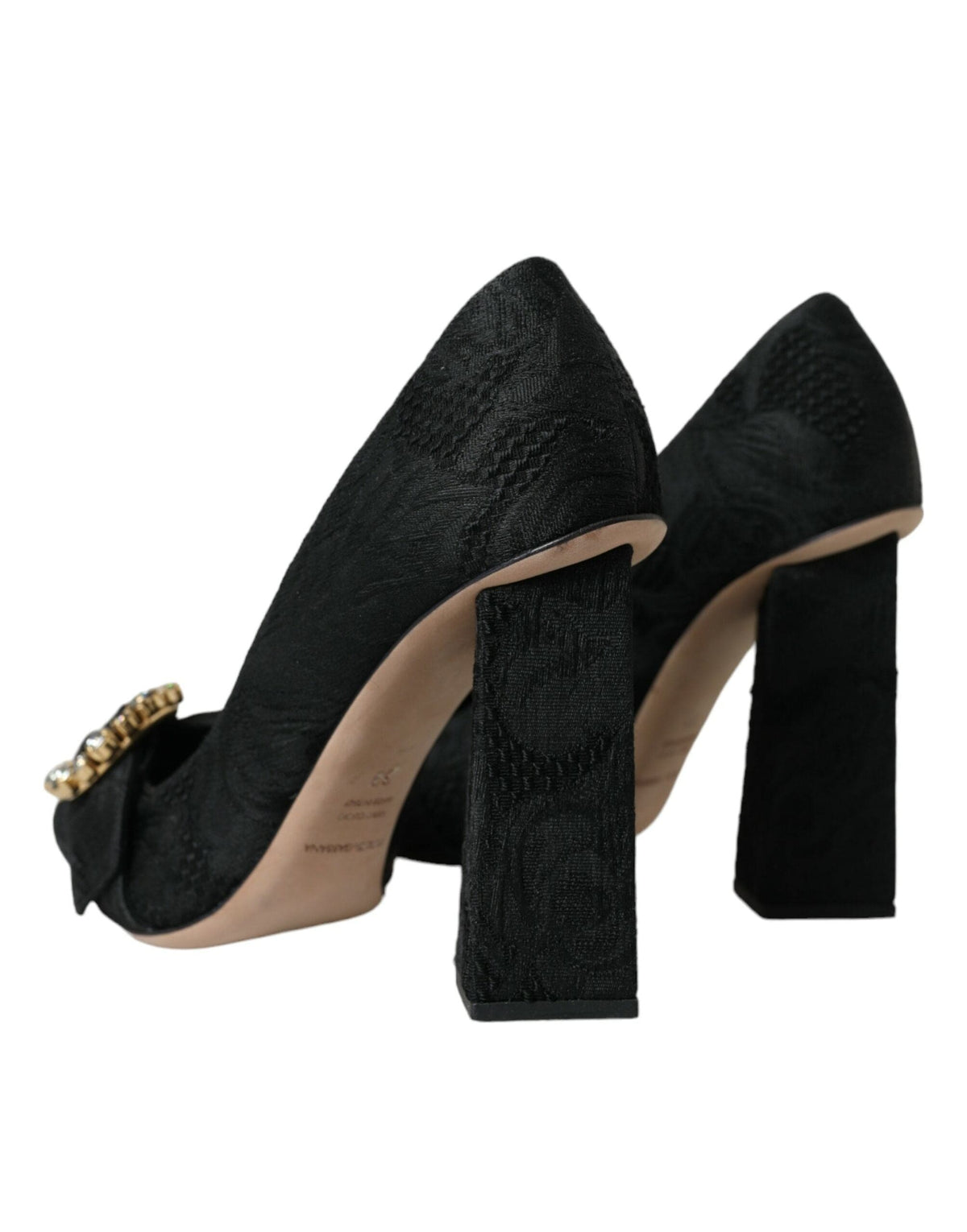 Escarpins à talons et cristaux en brocart noir Dolce &amp; Gabbana