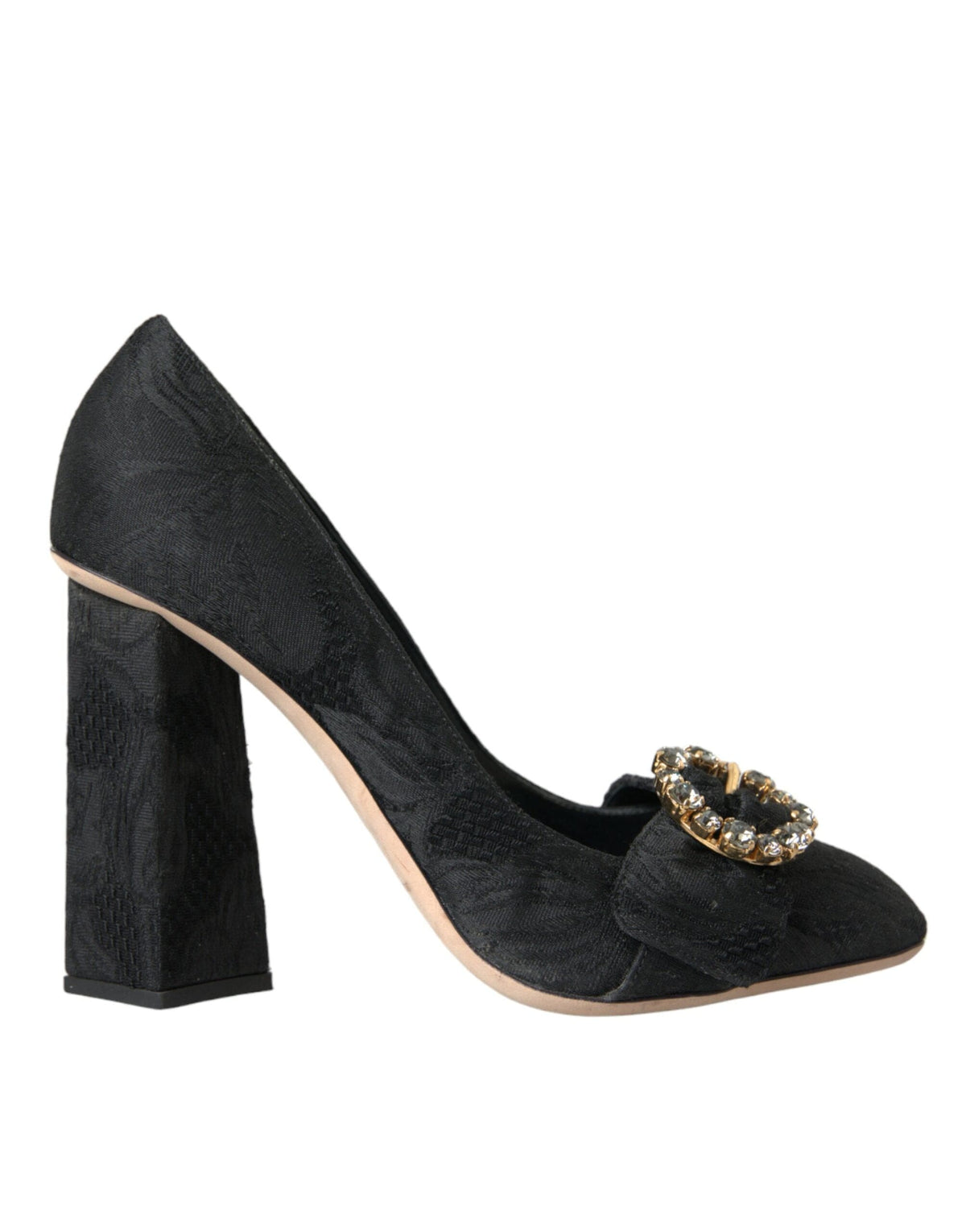 Escarpins à talons et cristaux en brocart noir Dolce &amp; Gabbana