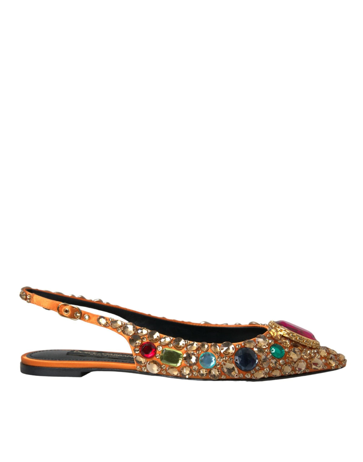 Sandalias planas con cristales y satén naranja de Dolce &amp; Gabbana