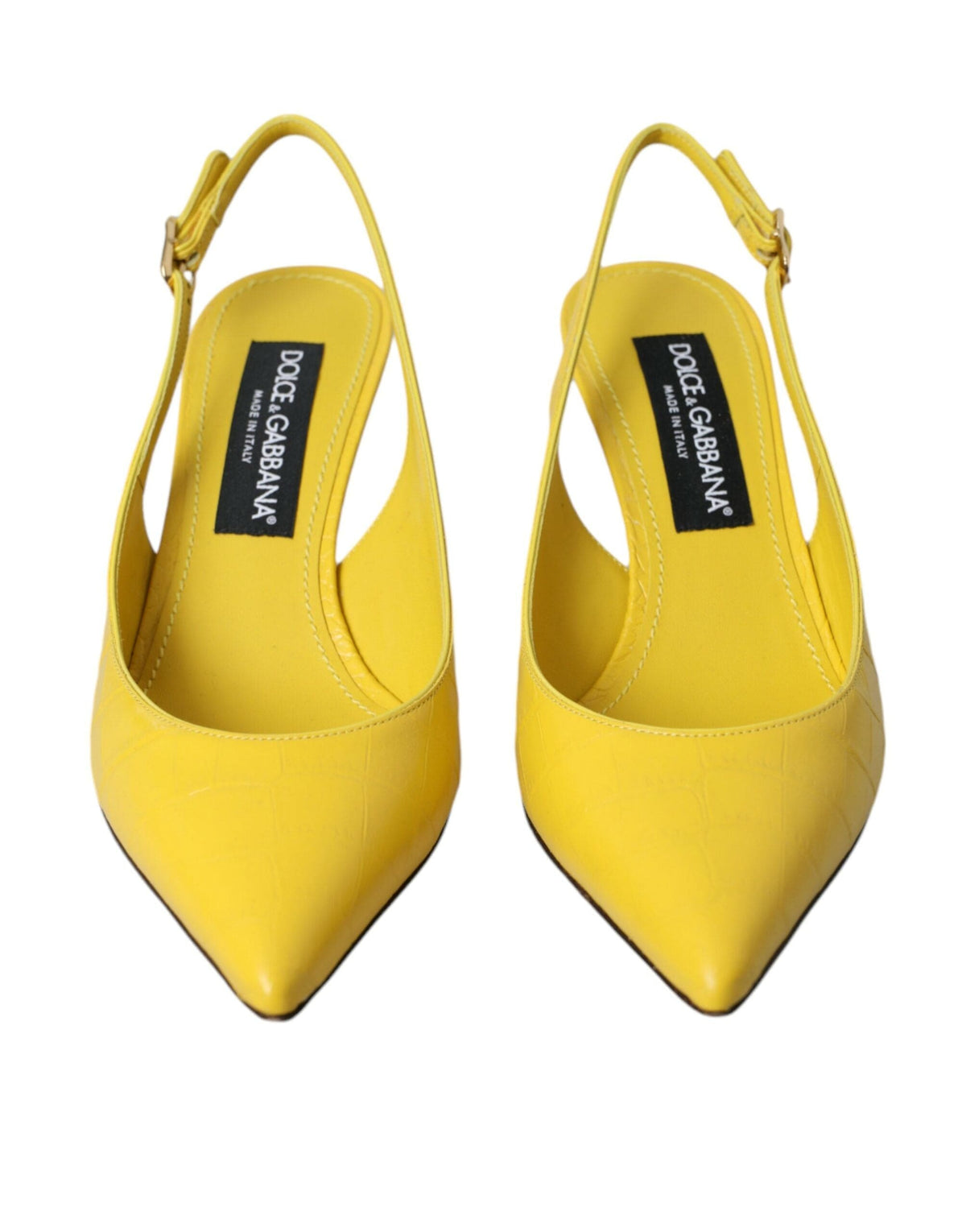 Chaussures à talons slingbacks en cuir jaune Dolce &amp; Gabbana