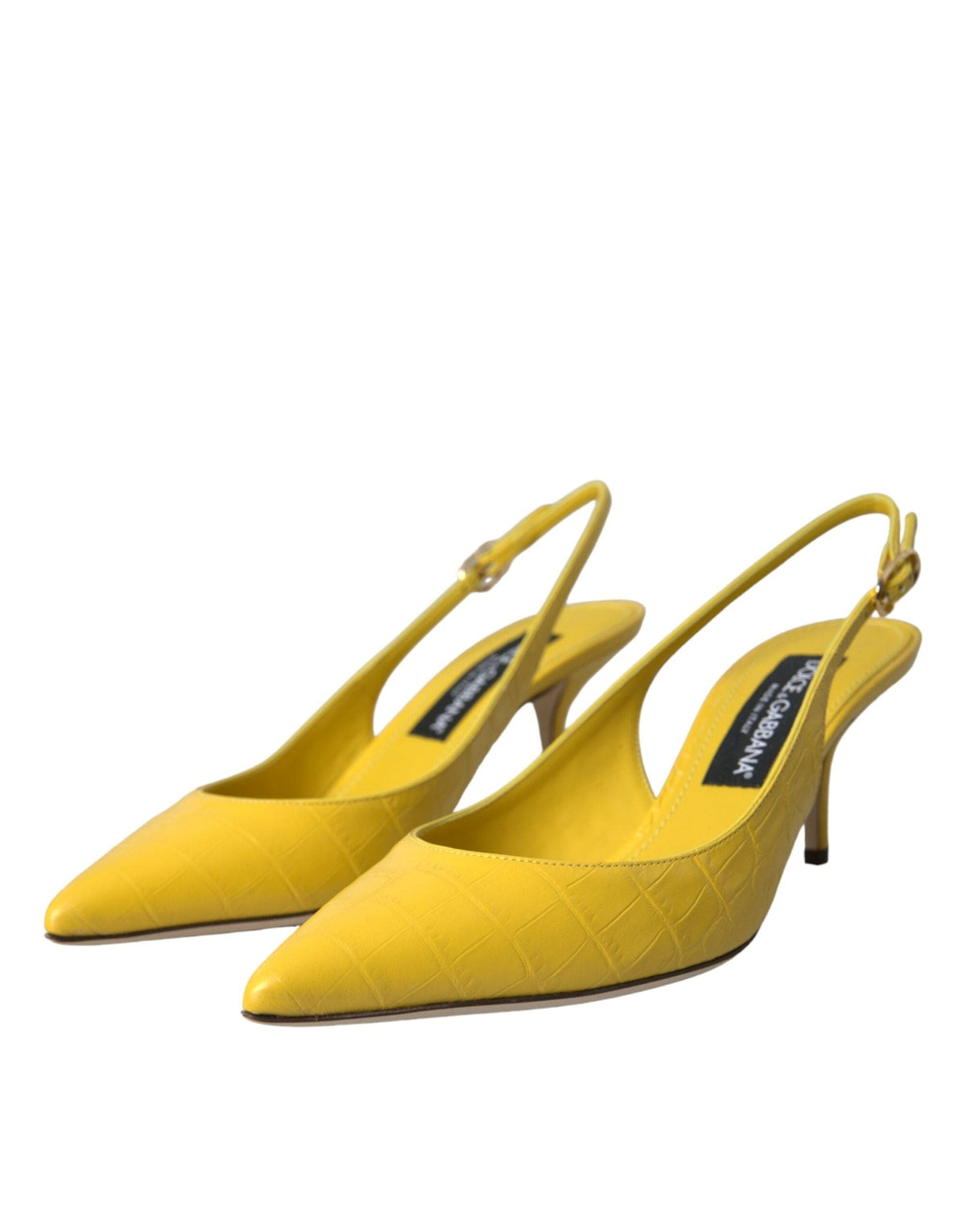 Chaussures à talons slingbacks en cuir jaune Dolce &amp; Gabbana