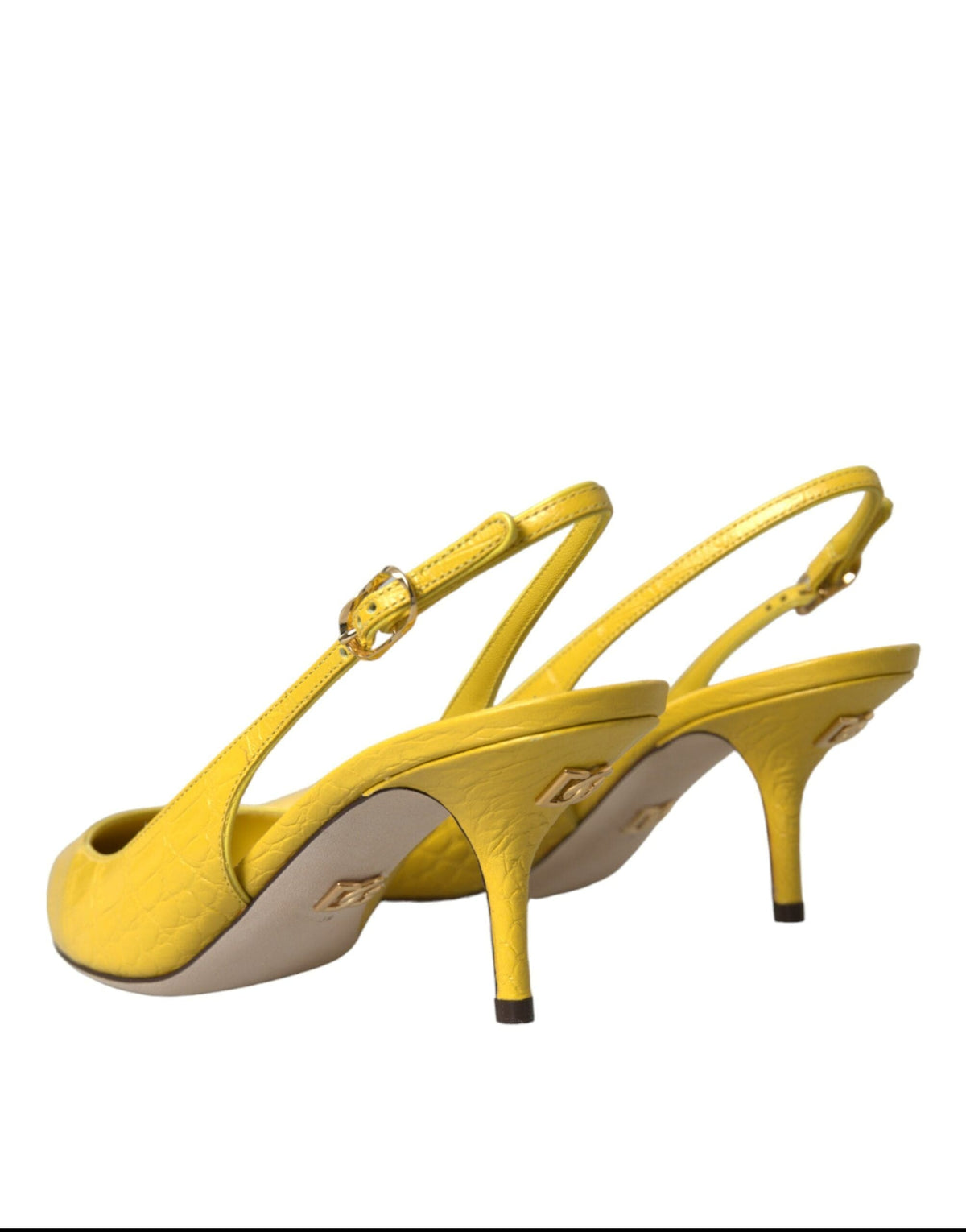 Chaussures à talons slingbacks en cuir jaune Dolce &amp; Gabbana