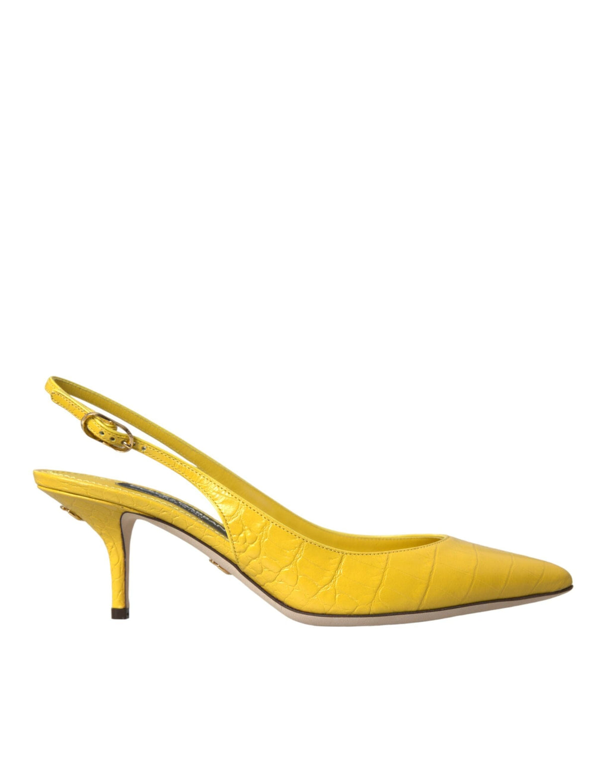 Chaussures à talons slingbacks en cuir jaune Dolce &amp; Gabbana