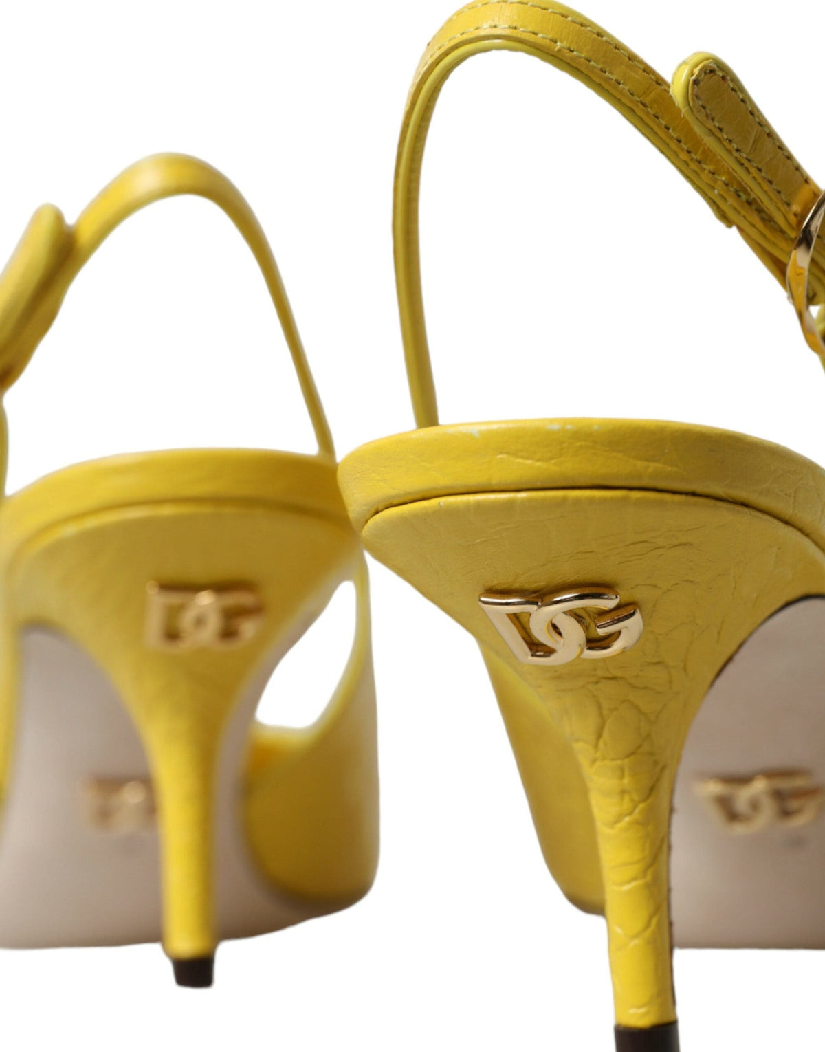 Chaussures à talons slingbacks en cuir jaune Dolce &amp; Gabbana