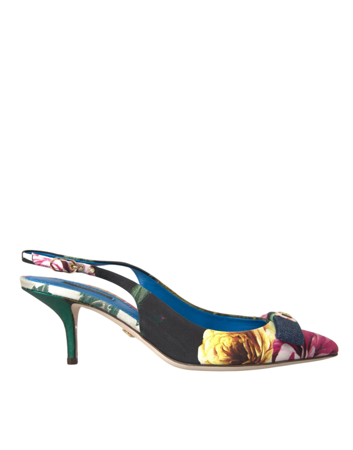 Chaussures à bride arrière en patchwork floral multicolore Dolce &amp; Gabbana