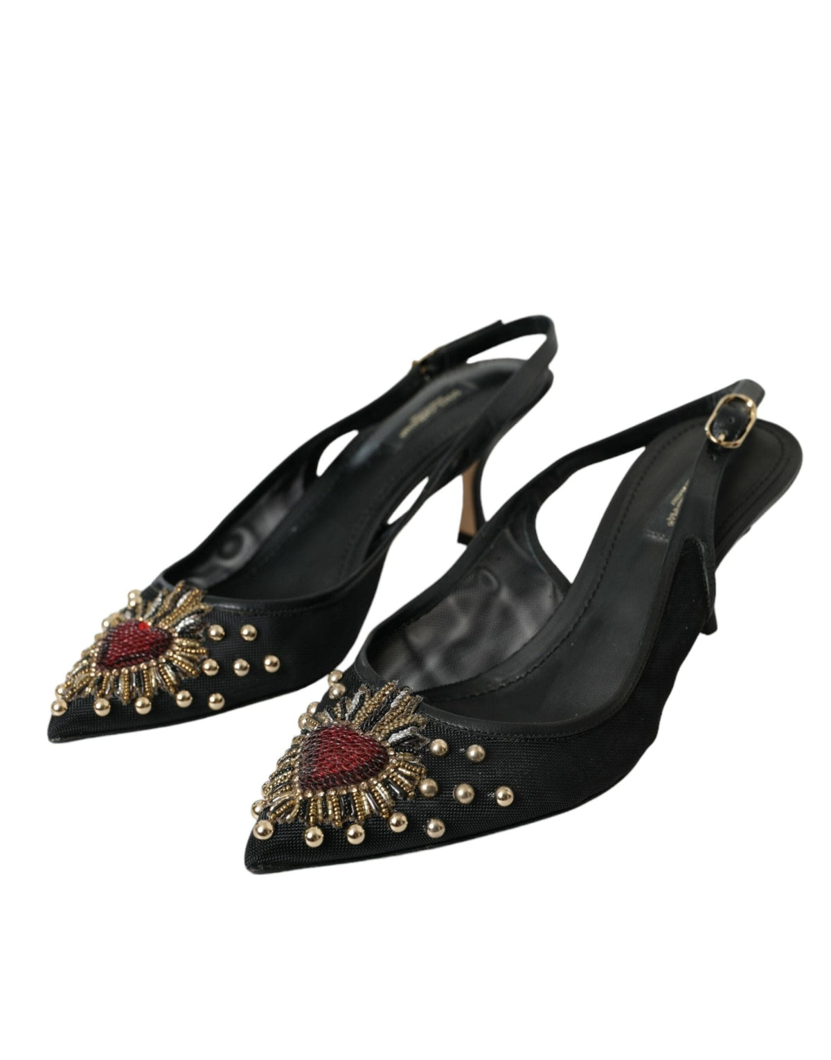 Chaussures à talon et bride arrière en maille noire Dolce &amp; Gabbana