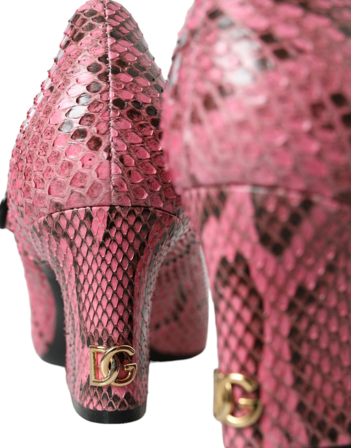 Chaussures à talons Mary Jane en cuir python rose Dolce &amp; Gabbana