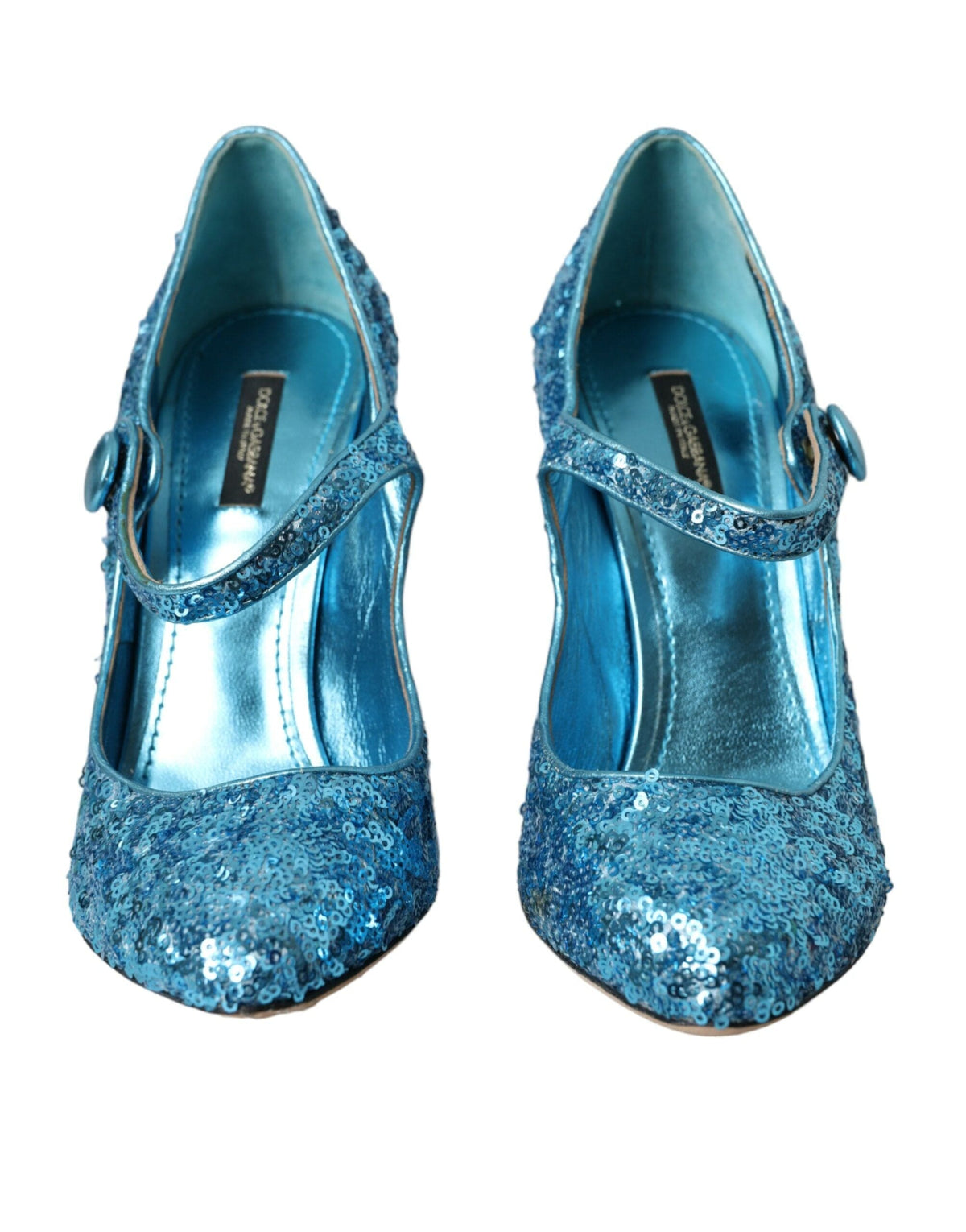 Zapatos de tacón alto Mary Jane con lentejuelas azules de Dolce &amp; Gabbana