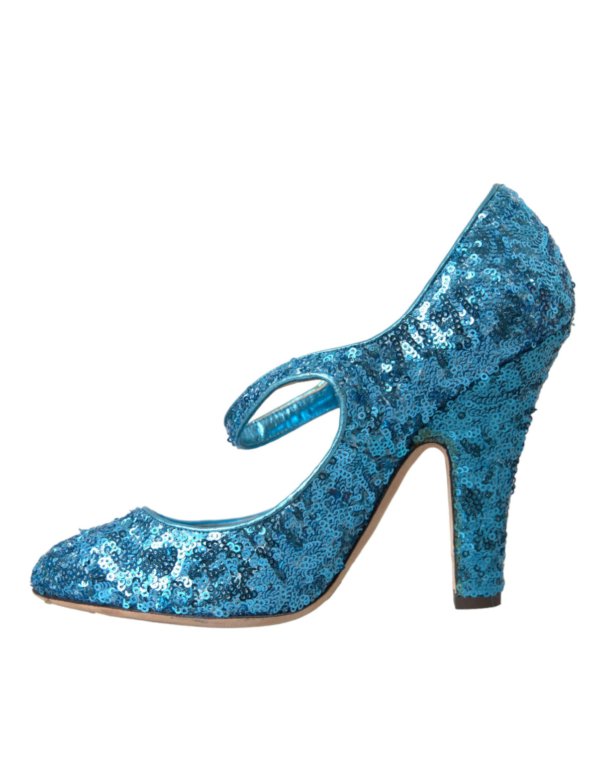 Zapatos de tacón alto Mary Jane con lentejuelas azules de Dolce &amp; Gabbana