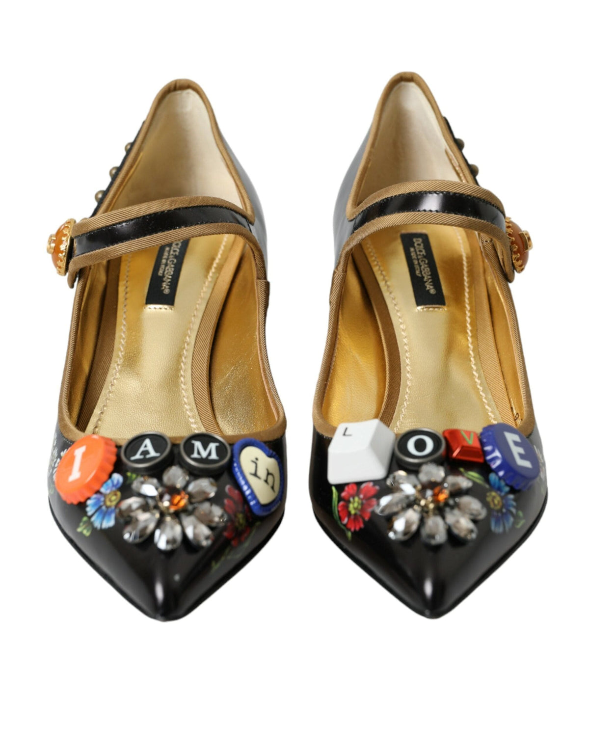 Escarpins Mary Jane en cuir noir et cristaux Dolce &amp; Gabbana