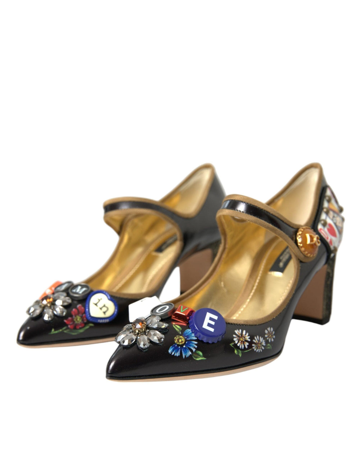 Zapatos Mary Jane de piel negra con cristales de Dolce &amp; Gabbana