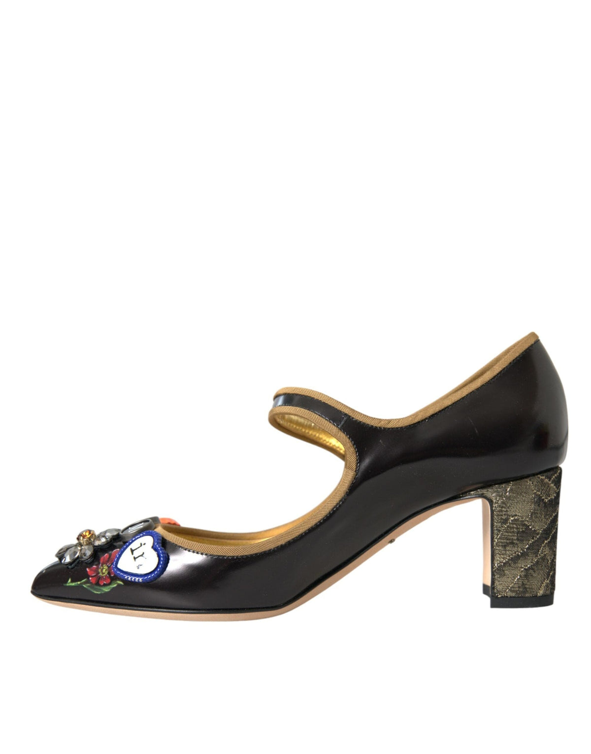 Escarpins Mary Jane en cuir noir et cristaux Dolce &amp; Gabbana