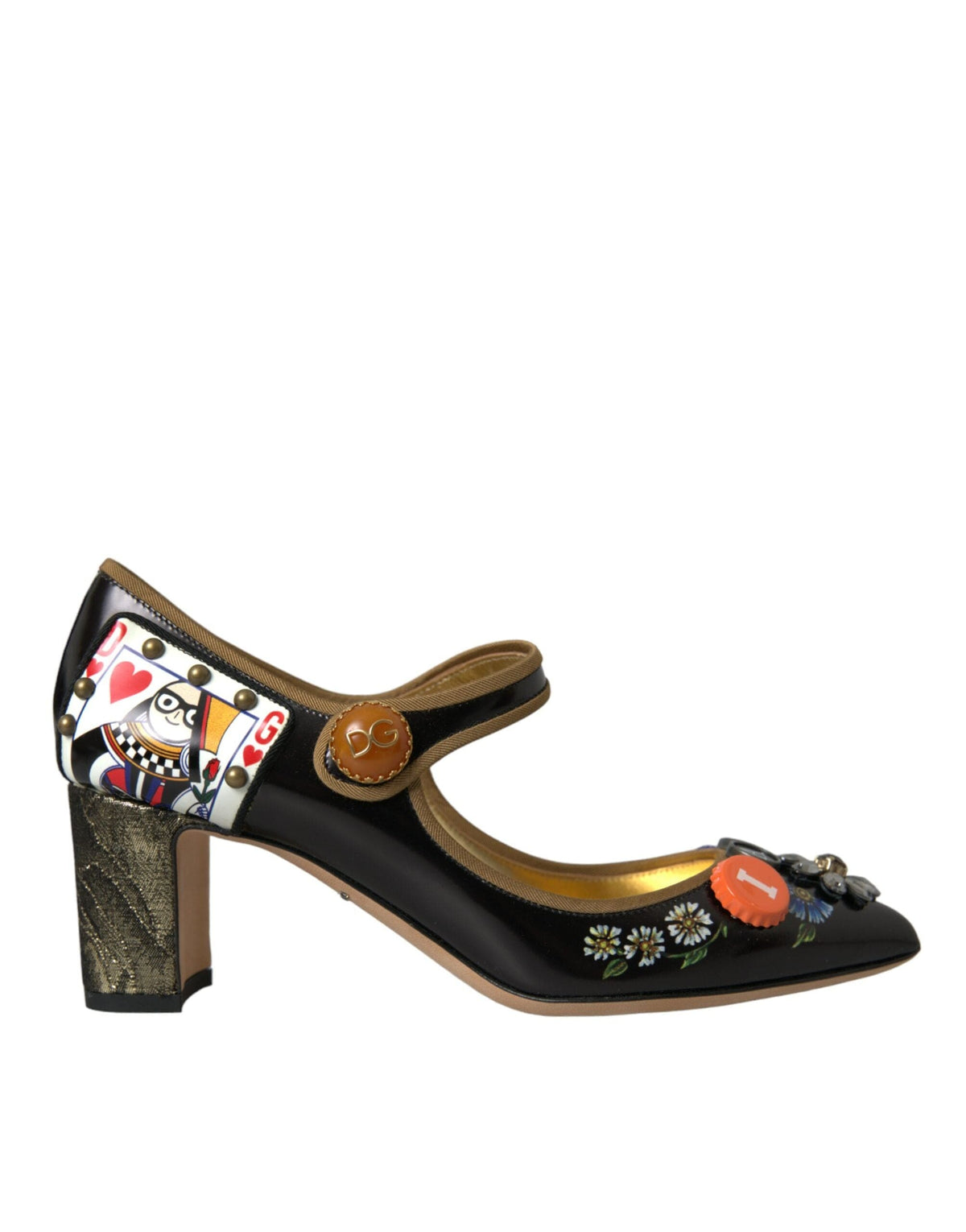 Escarpins Mary Jane en cuir noir et cristaux Dolce &amp; Gabbana