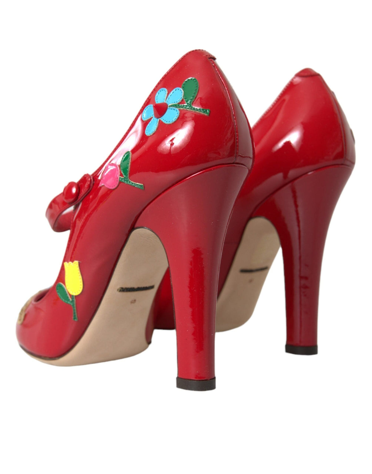 Zapatos de tacón Mary Jane con adornos de cuero rojo de Dolce &amp; Gabbana