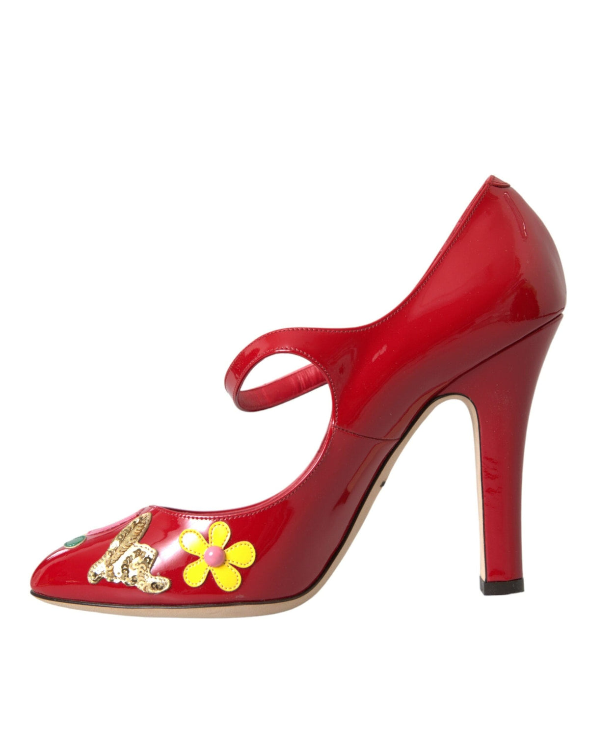 Zapatos de tacón Mary Jane con adornos de cuero rojo de Dolce &amp; Gabbana