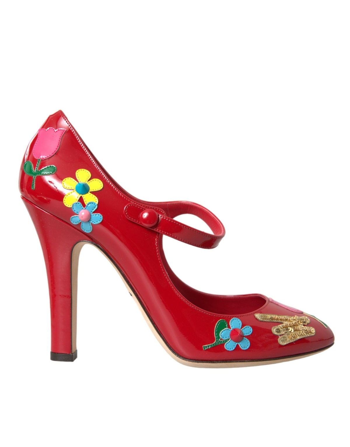 Zapatos de tacón Mary Jane con adornos de cuero rojo de Dolce &amp; Gabbana