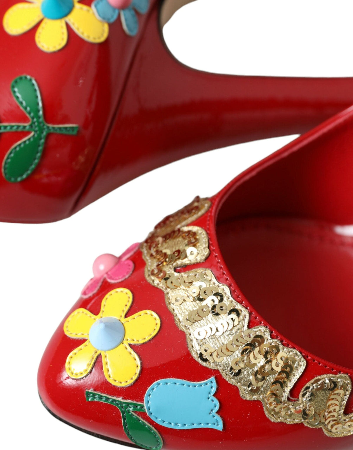 Zapatos de tacón Mary Jane con adornos de cuero rojo de Dolce &amp; Gabbana