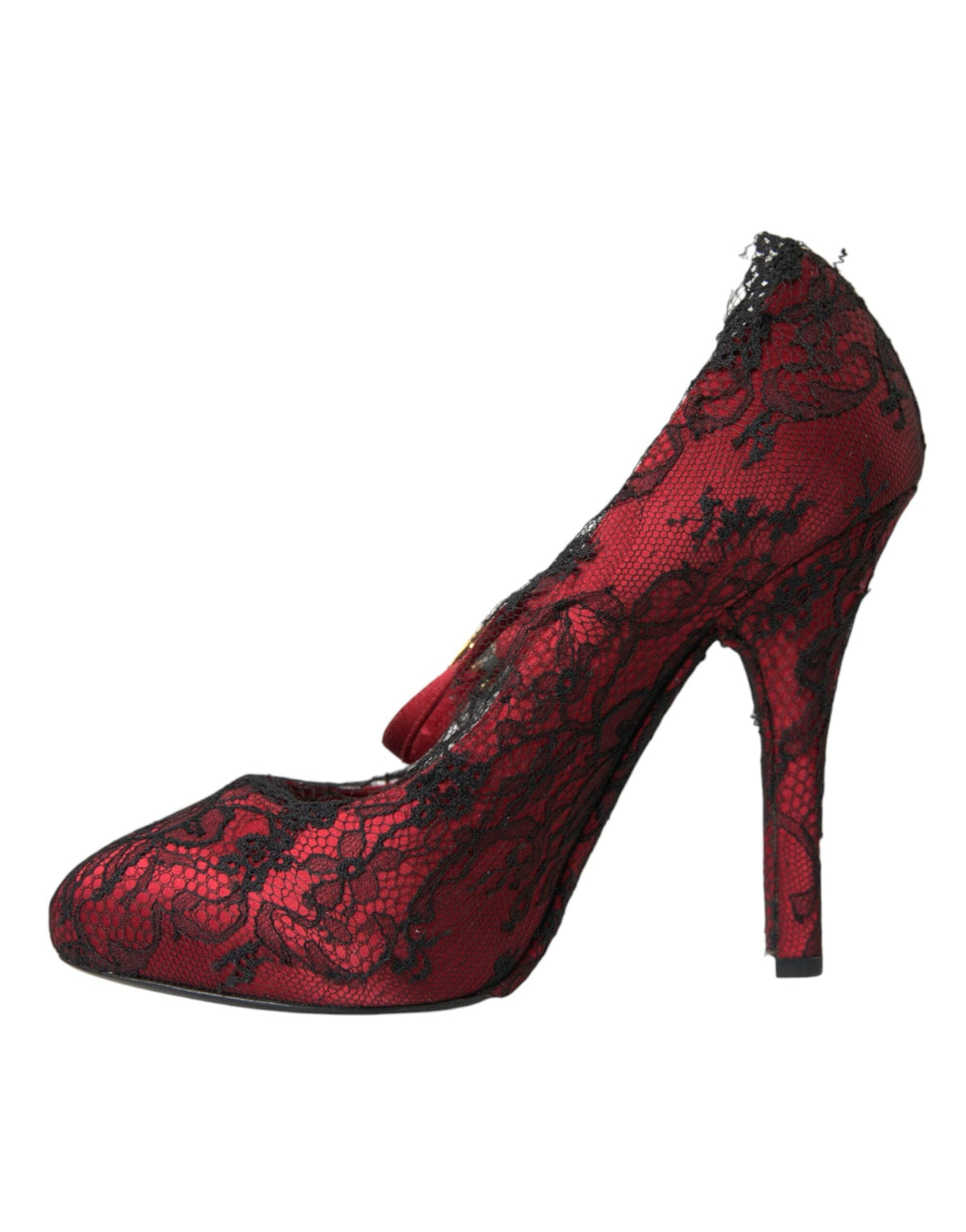 Escarpins Mary Jane en dentelle fleurie rouge et noire Dolce &amp; Gabbana