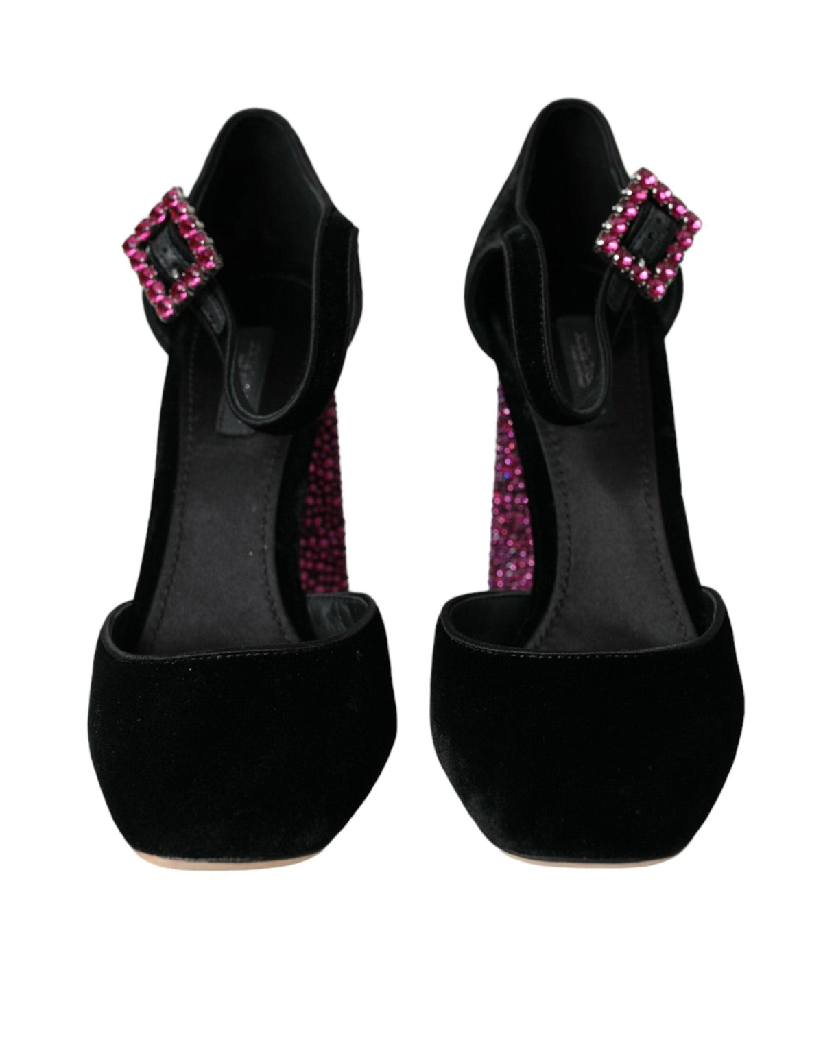 Zapatos Mary Jane de terciopelo negro con cristales y strass de Dolce &amp; Gabbana