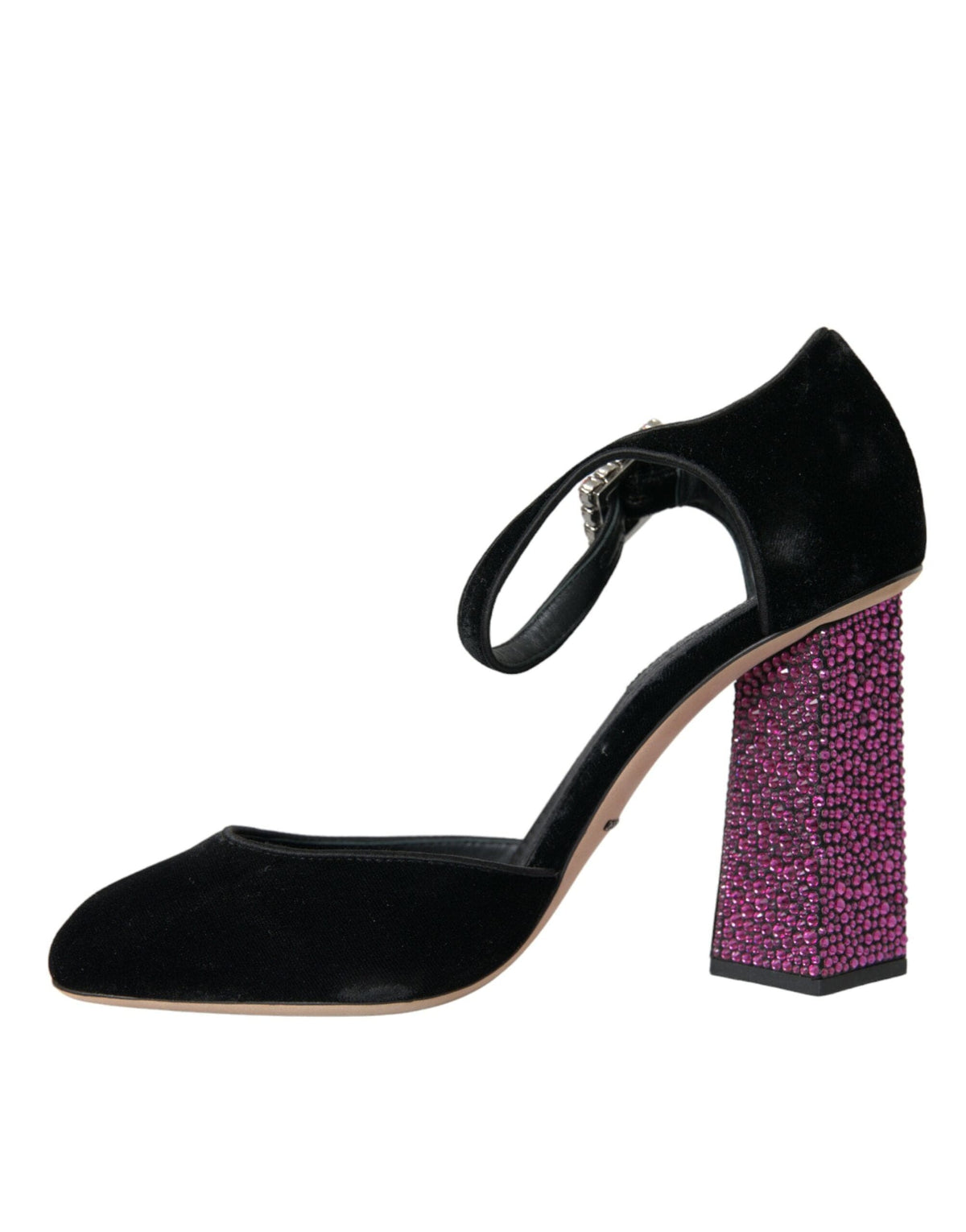 Chaussures Mary Jane en velours noir et strass Dolce &amp; Gabbana