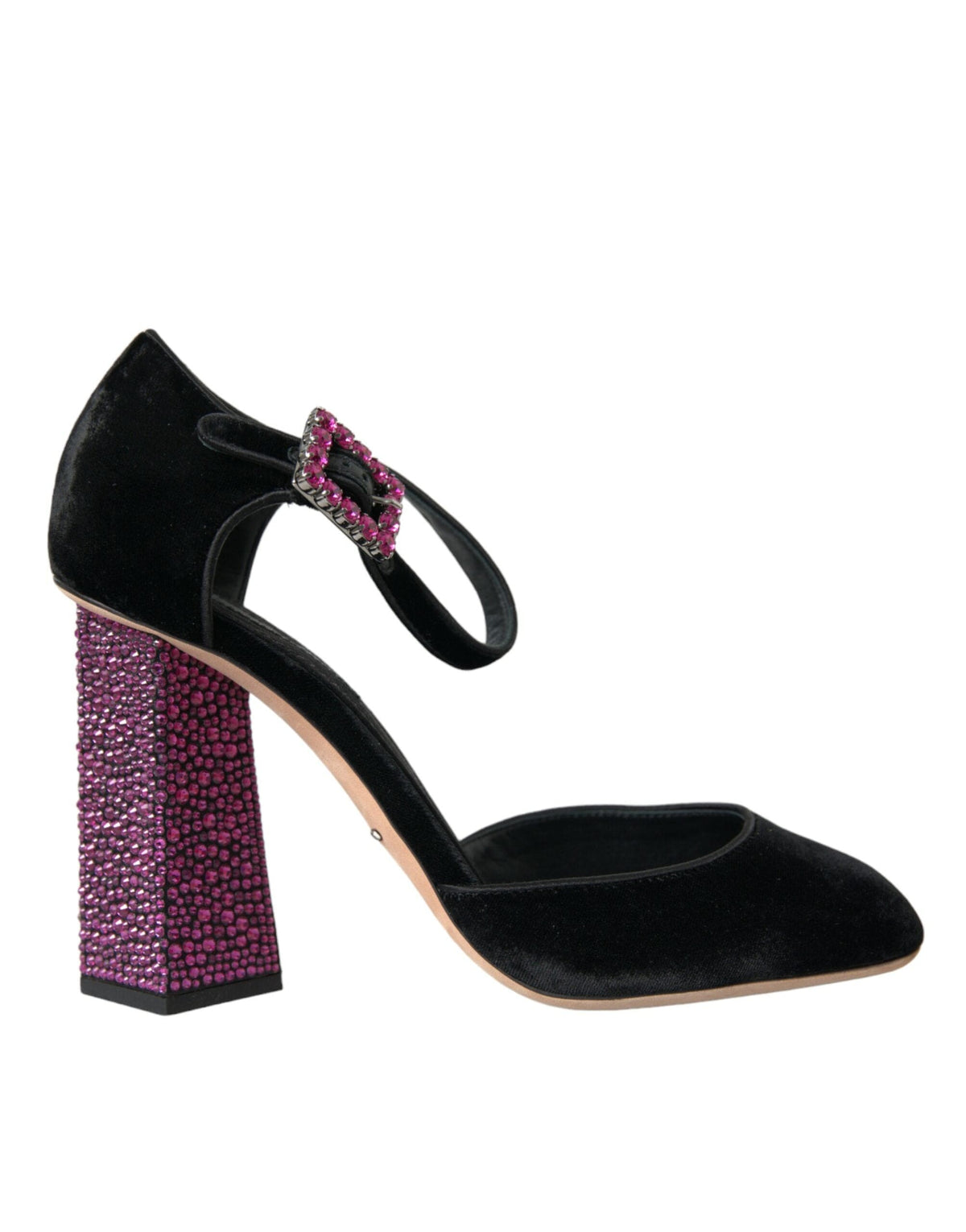 Chaussures Mary Jane en velours noir et strass Dolce &amp; Gabbana