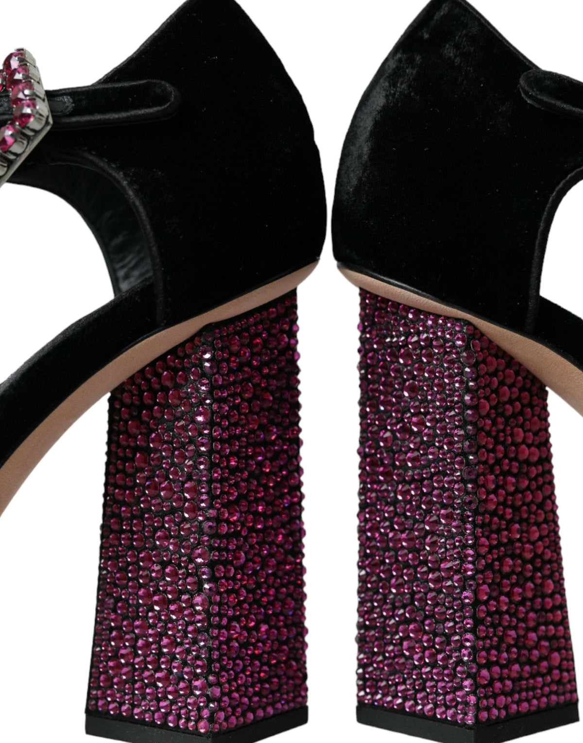 Zapatos Mary Jane de terciopelo negro con cristales y strass de Dolce &amp; Gabbana