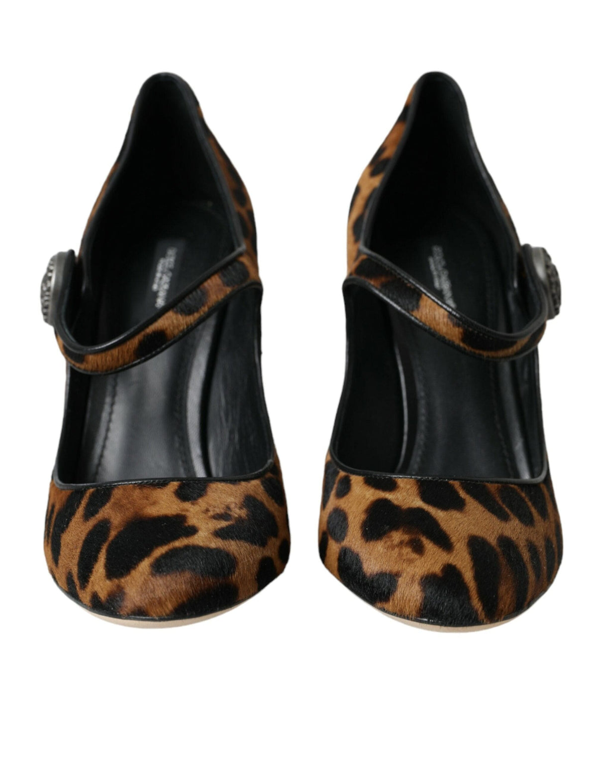 Zapatos Mary Jane de pelo de becerro con estampado de leopardo en marrón de Dolce &amp; Gabbana