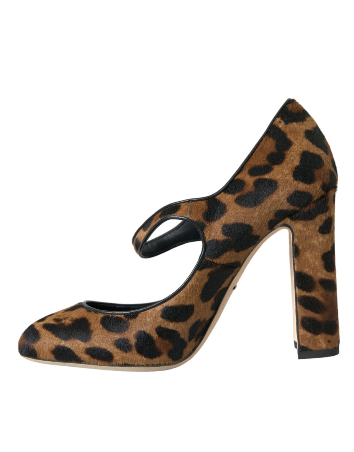 Zapatos Mary Jane de pelo de becerro con estampado de leopardo en marrón de Dolce &amp; Gabbana