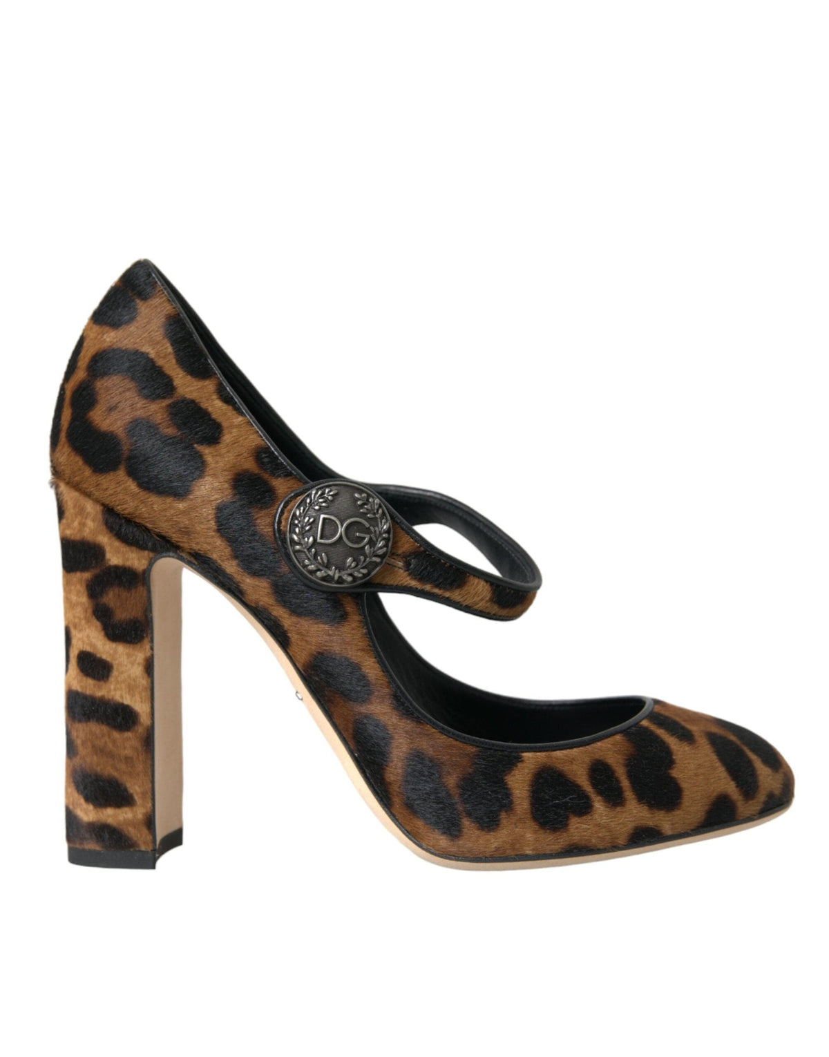 Zapatos Mary Jane de pelo de becerro con estampado de leopardo en marrón de Dolce &amp; Gabbana