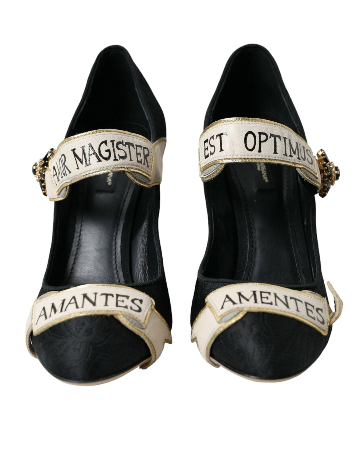 Chaussures Mary Janes en brocart noir Dolce &amp; Gabbana avec escarpins en cristal