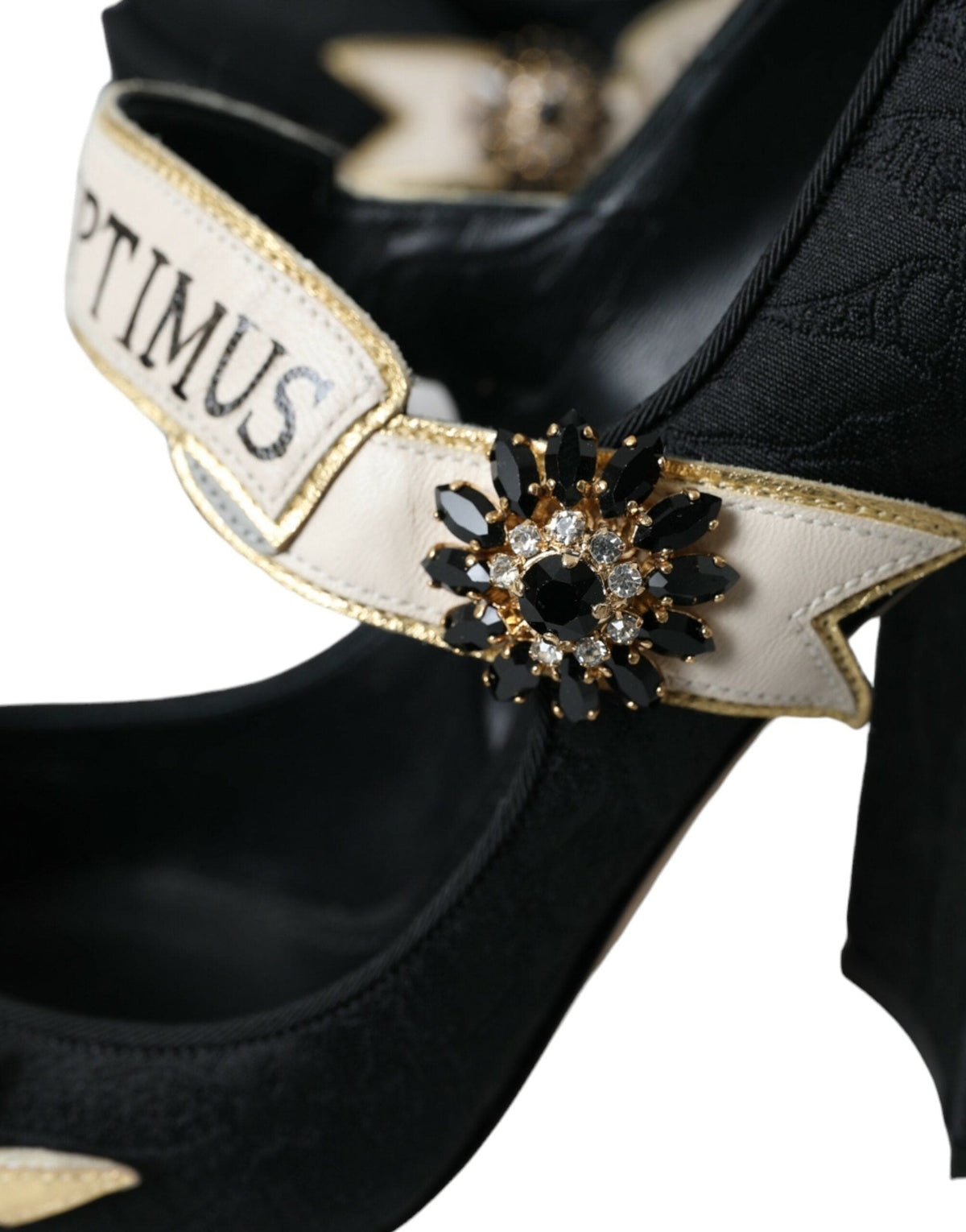 Chaussures Mary Janes en brocart noir Dolce &amp; Gabbana avec escarpins en cristal