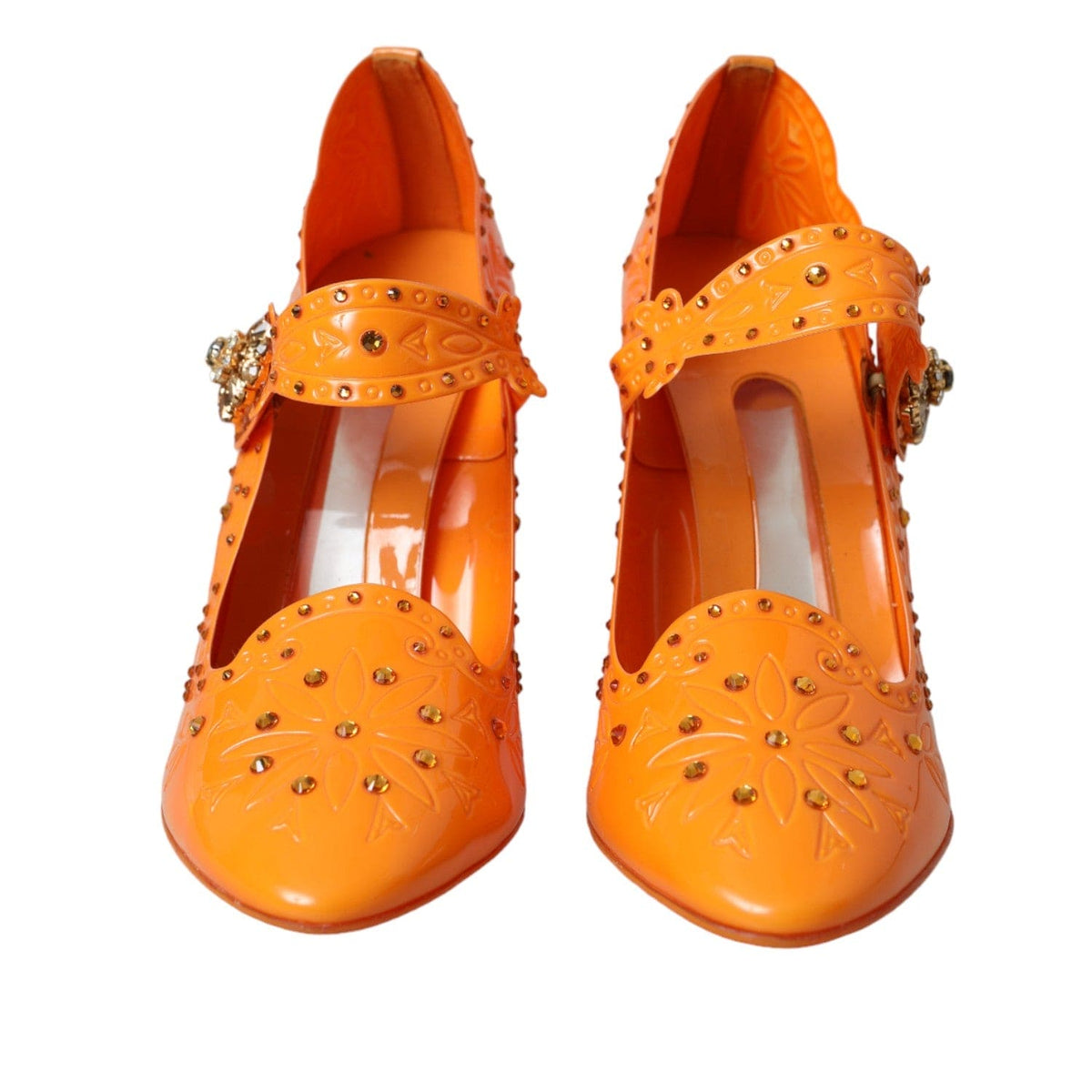 Escarpins fleuris en cristal orange CINDERELLA de Dolce &amp; Gabbana