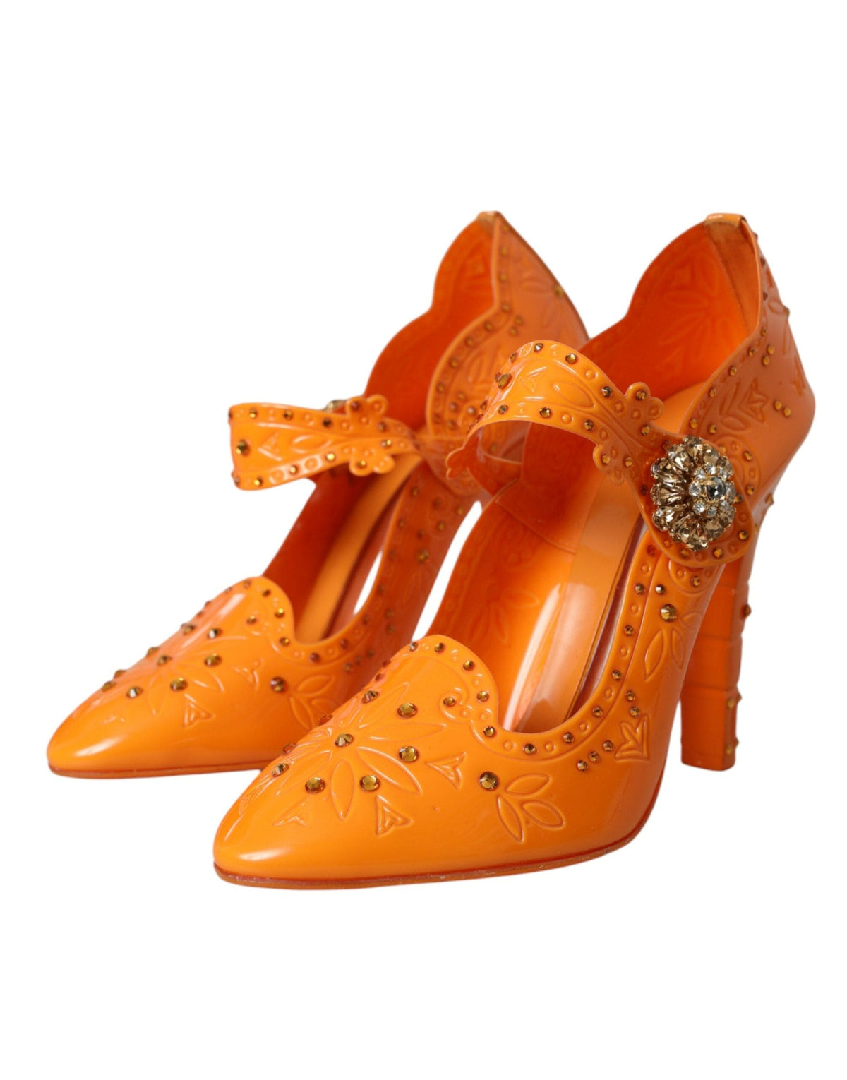 Escarpins fleuris en cristal orange CINDERELLA de Dolce &amp; Gabbana