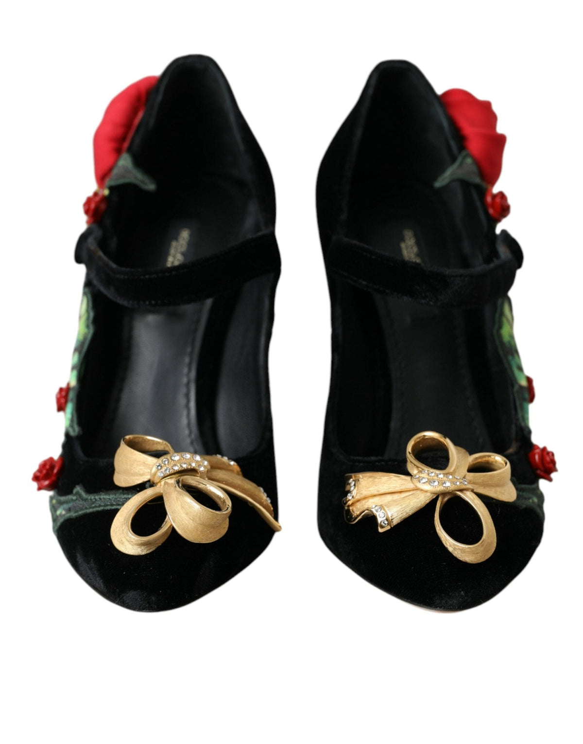 Chaussures Mary Jane Dolce &amp; Gabbana à broche en cristal et roses noires