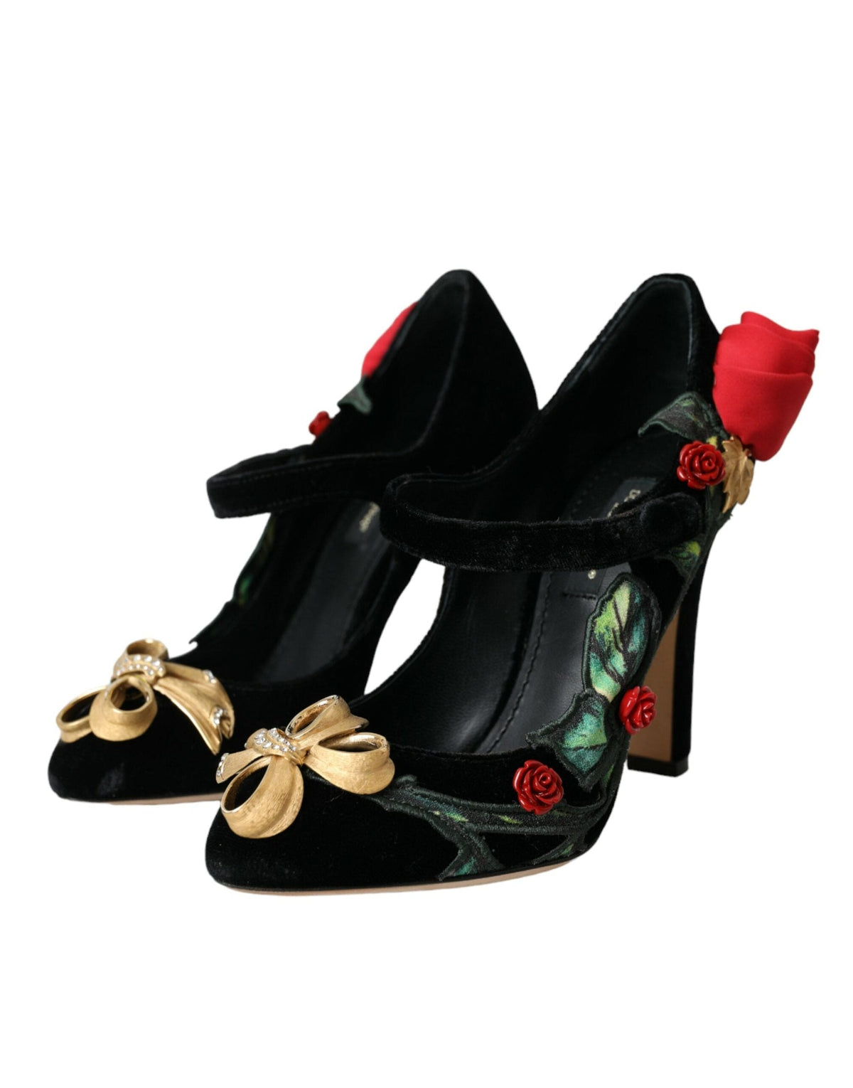 Chaussures Mary Jane Dolce &amp; Gabbana à broche en cristal et roses noires