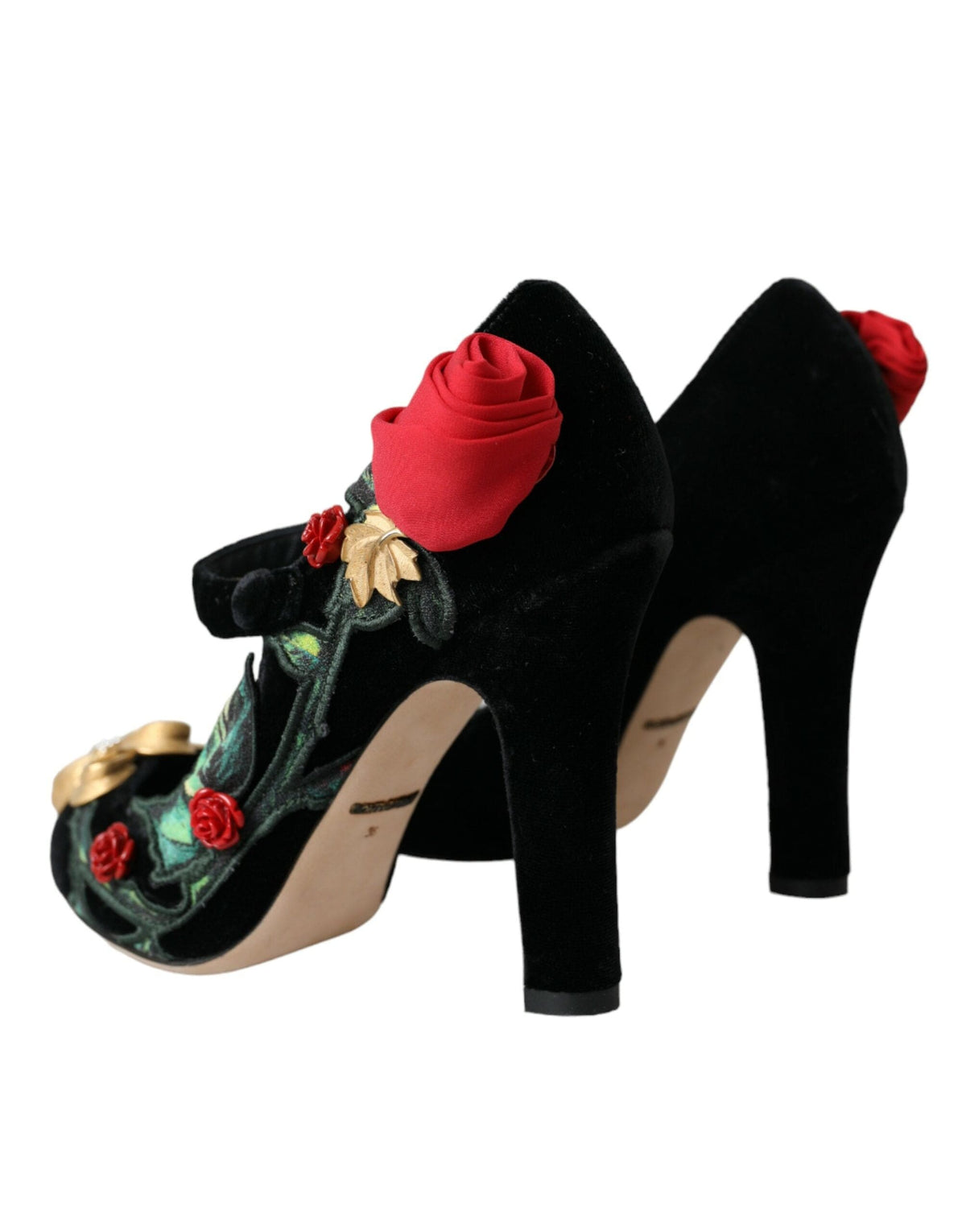 Chaussures Mary Jane Dolce &amp; Gabbana à broche en cristal et roses noires